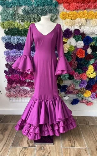 LBF Traje de flamenca Clavel Lycra bioelastica. Talla 44