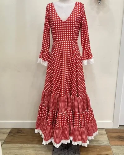 LBF Traje flamenca bata vichy. Talla 38