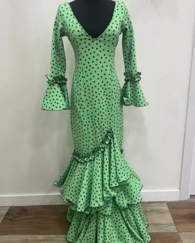 LBF Traje de Flamenca Carmín Lycra bioelastica. Talla 38