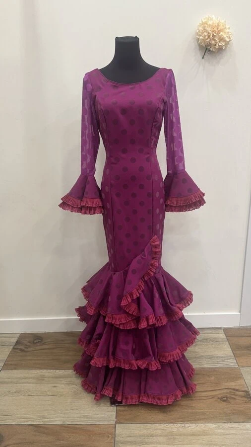 LBF Traje flamenca Lunar Flocado. Talla 34 a 40 varios colores - Imagen 3