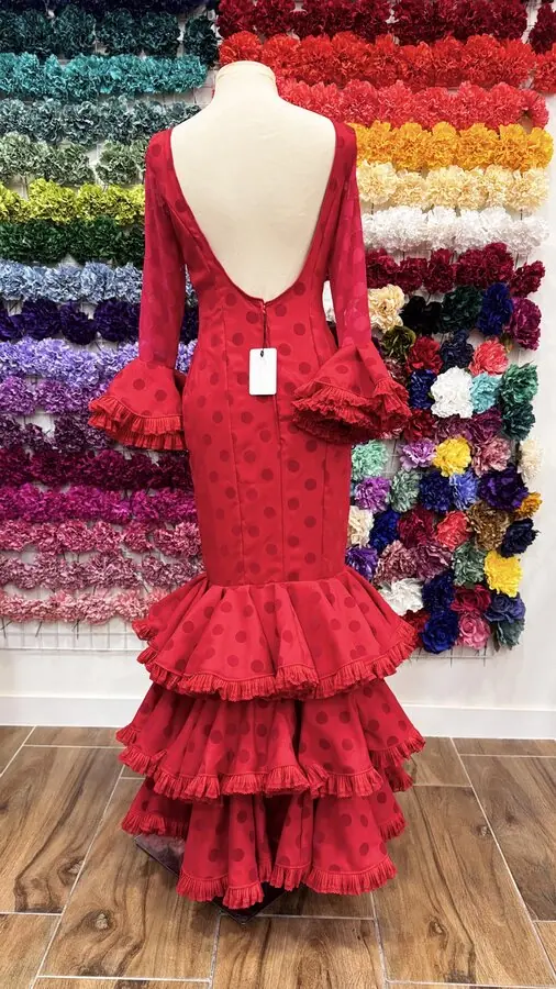 LBF Traje flamenca Lunar Flocado. Talla 34 a 40 varios colores - Imagen 2