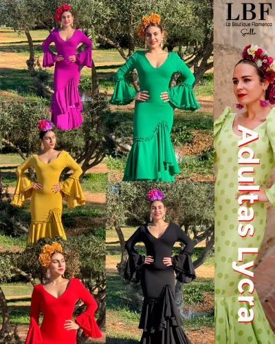 LBF Traje de flamenca Lycra. Tallas desde XS a XXL