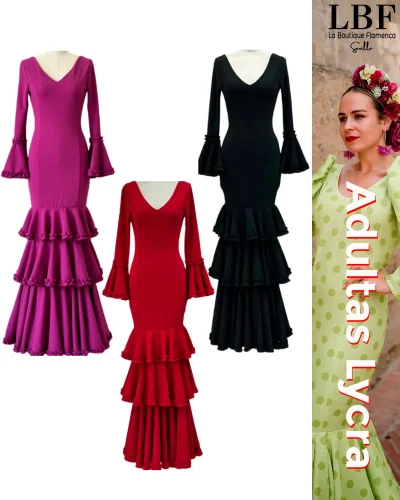LBF Traje de flamenca Lycra. Tallas desde XS a XXL