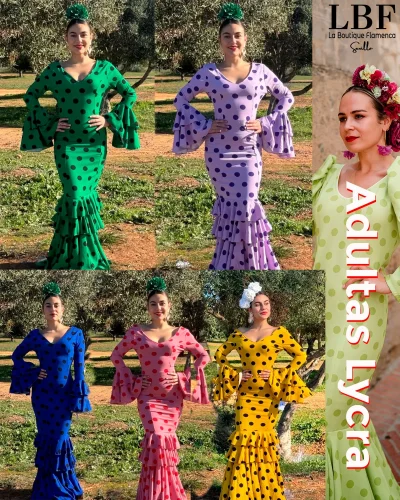 LBF Traje de flamenca Lycra. Tallas desde XS a XXL