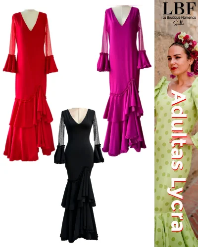 LBF Traje de flamenca Lycra. Tallas desde XS a XXL