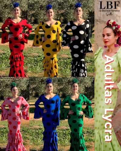 LBF Traje de flamenca Lycra. Tallas desde XS a XXL