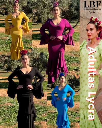 LBF Traje de flamenca Lycra. Tallas desde XS a XXL