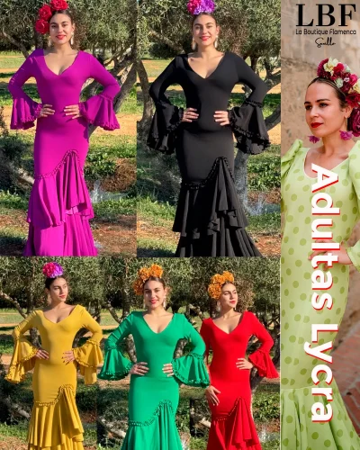 LBF Traje de flamenca Lycra. Tallas desde XS a XXL