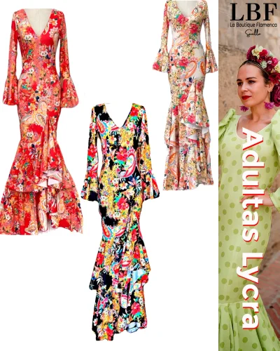 LBF Traje de flamenca Lycra. Tallas desde XS a XXL