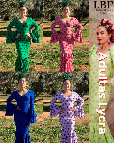 LBF Traje de flamenca Lycra. Tallas desde XS a XXL