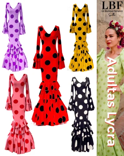 LBF Traje de flamenca Lycra. Tallas desde XS a XXL
