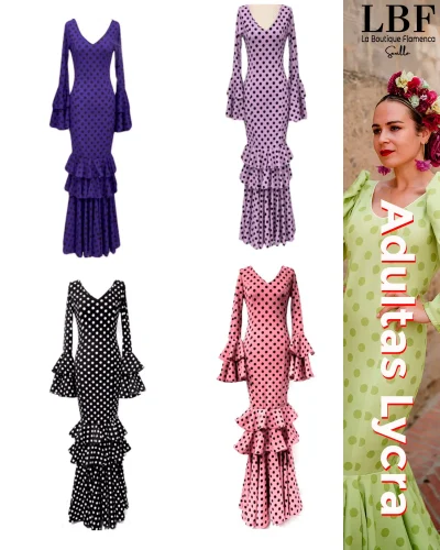 LBF Traje de flamenca Lycra. Tallas desde XS a XXL