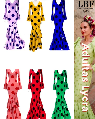 LBF Traje de flamenca Lycra. Tallas desde XS a XXL