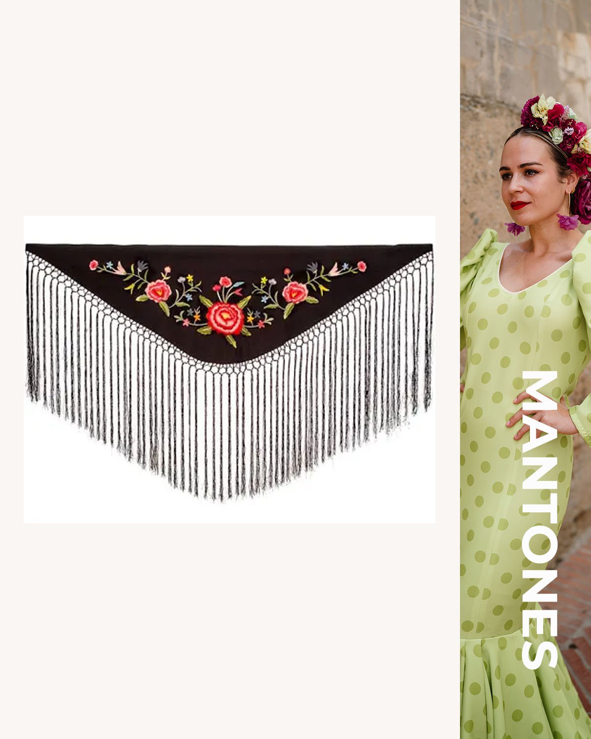 LBF mantón de flamenca bordado crespón - Imagen 2