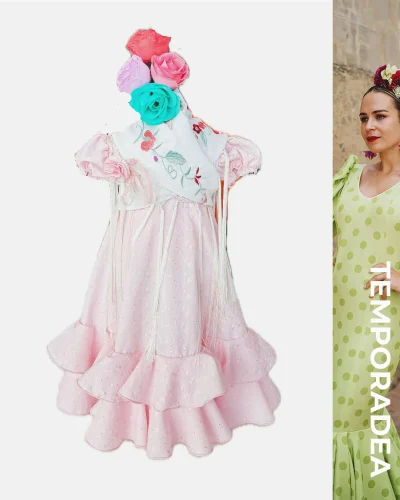 LBF Traje de flamenca bata Rocio niña. Tallas 2 a 12 POR ENCARGO