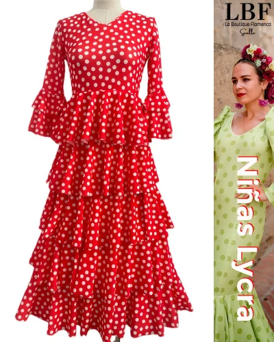 LBF Traje de flamenca niña lycra lunar