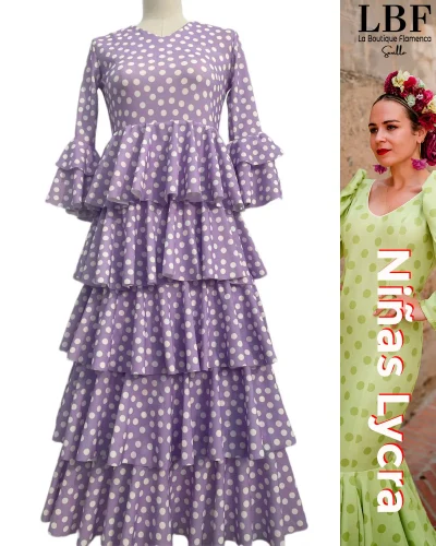 LBF Traje de flamenca niña lycra lunar