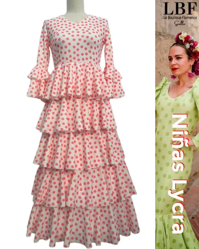 LBF Traje de flamenca niña lycra lunar