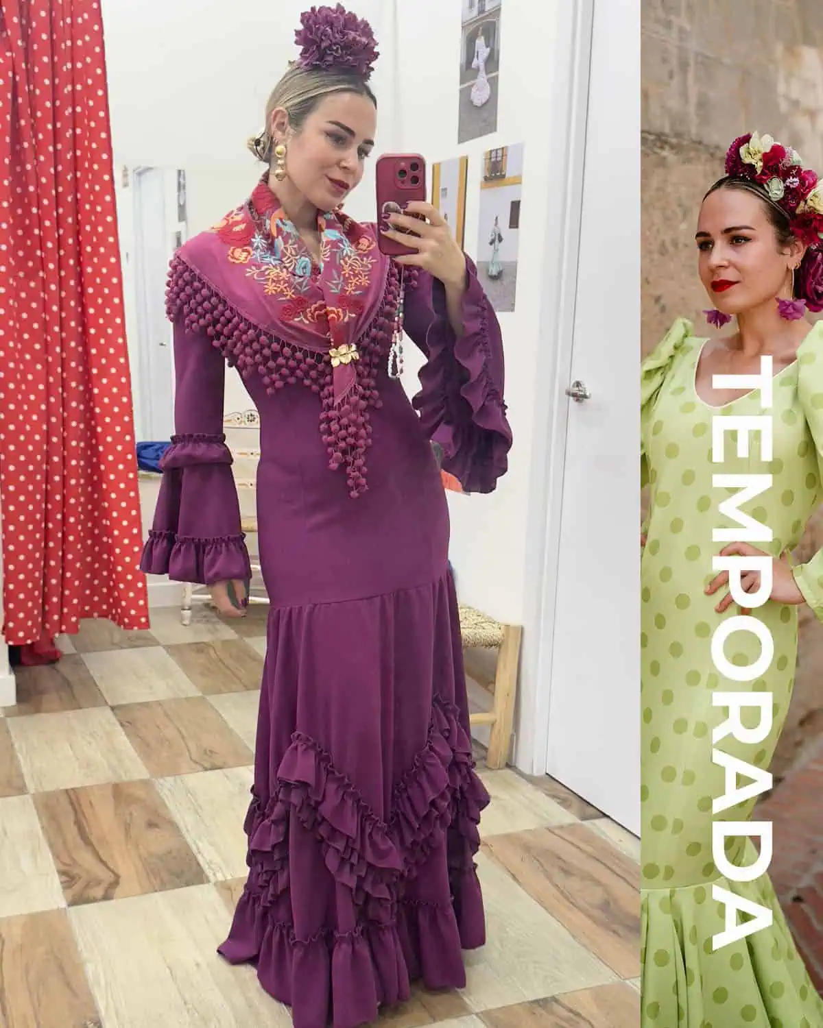 LBF Traje de flamenca canastero volantes. Tallas xs a xxl