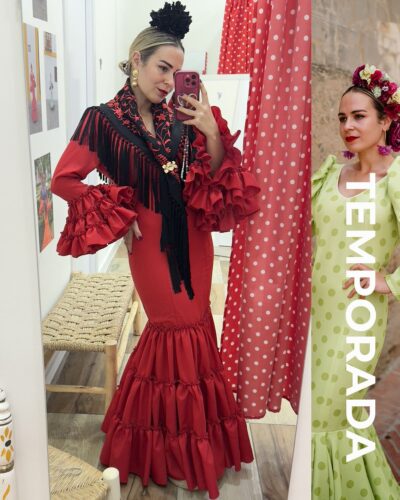 LBF Traje de flamenca Córdoba liso Strech. Tallas 34 a 46  varios colores