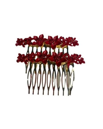 Peines de ramillete flores rojas