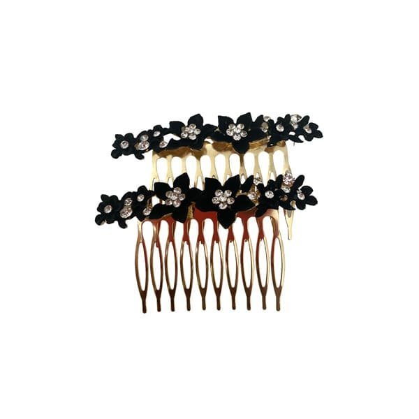 Peines de ramillete flores negro