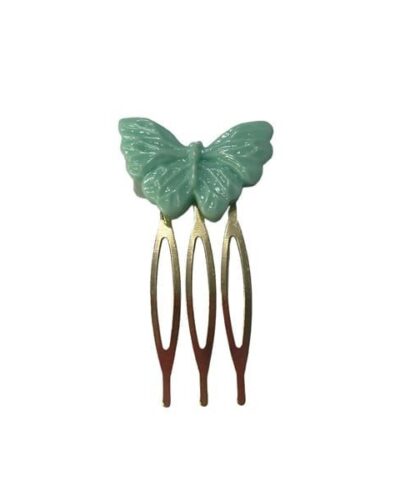 Peine de mariposa verde agua P