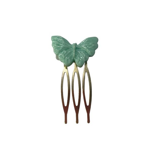 Peine de mariposa verde agua P