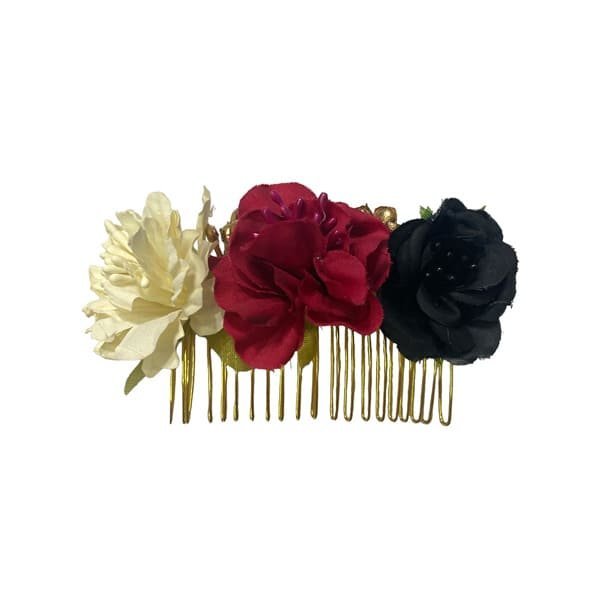 Peine de flores blanca, roja y negra