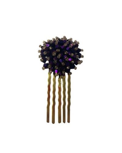 Peine artesanal con perlas morado