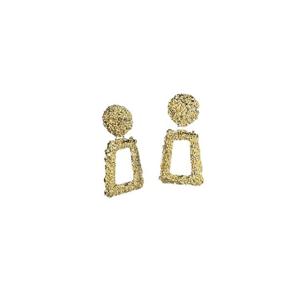 Pendientes cuadrados rugosos dorados