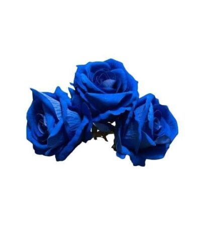 Ramillete de rosas azul añil de terciopelo