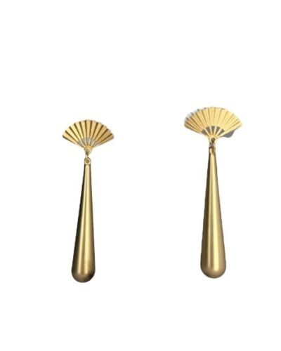 Pendientes lagrima abanico plegado dorado