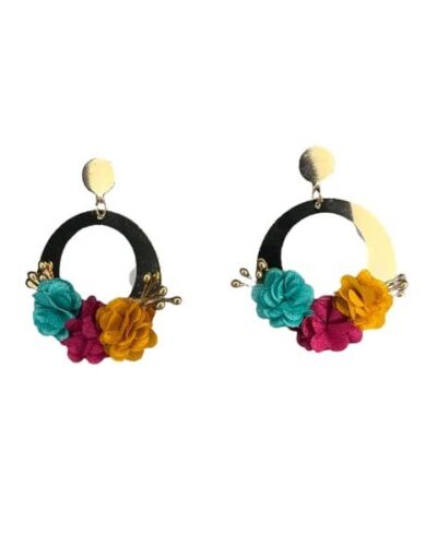 Pendientes niña aro con flores de colores