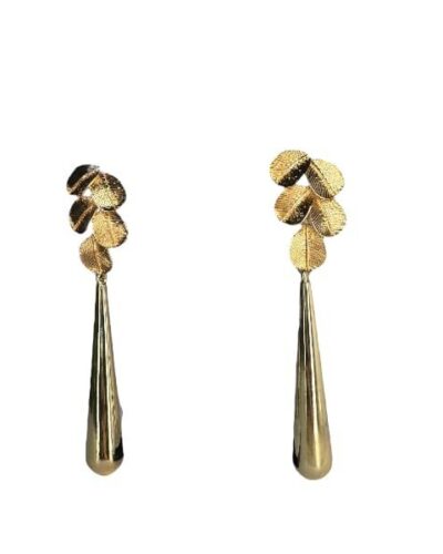 Pendientes lagrima con hojas doradas