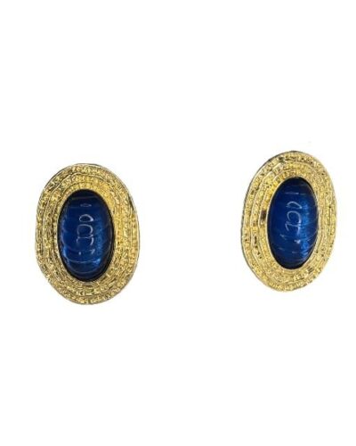 Pendientes vintage dorados con perla azul