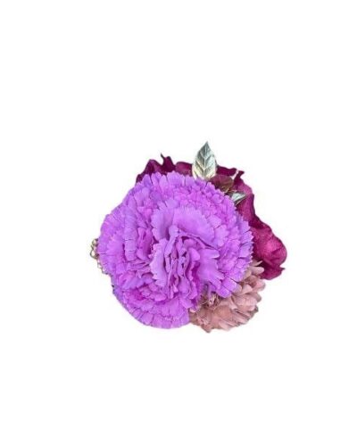 Ramillete de niña claveles rosa y buganvilla