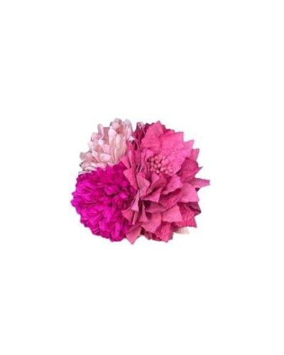 Ramillete de niña con dalias y amapolas rosa