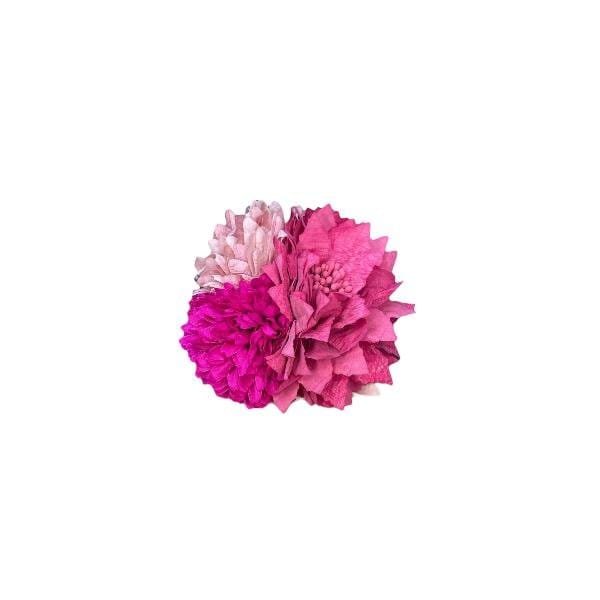 Ramillete de niña con dalias y amapolas rosa