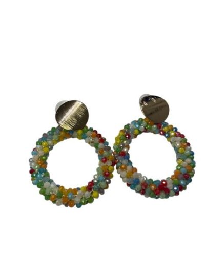 Pendientes aro de perlas multicolor