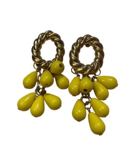 Pendientes de aro con perlas amarillas