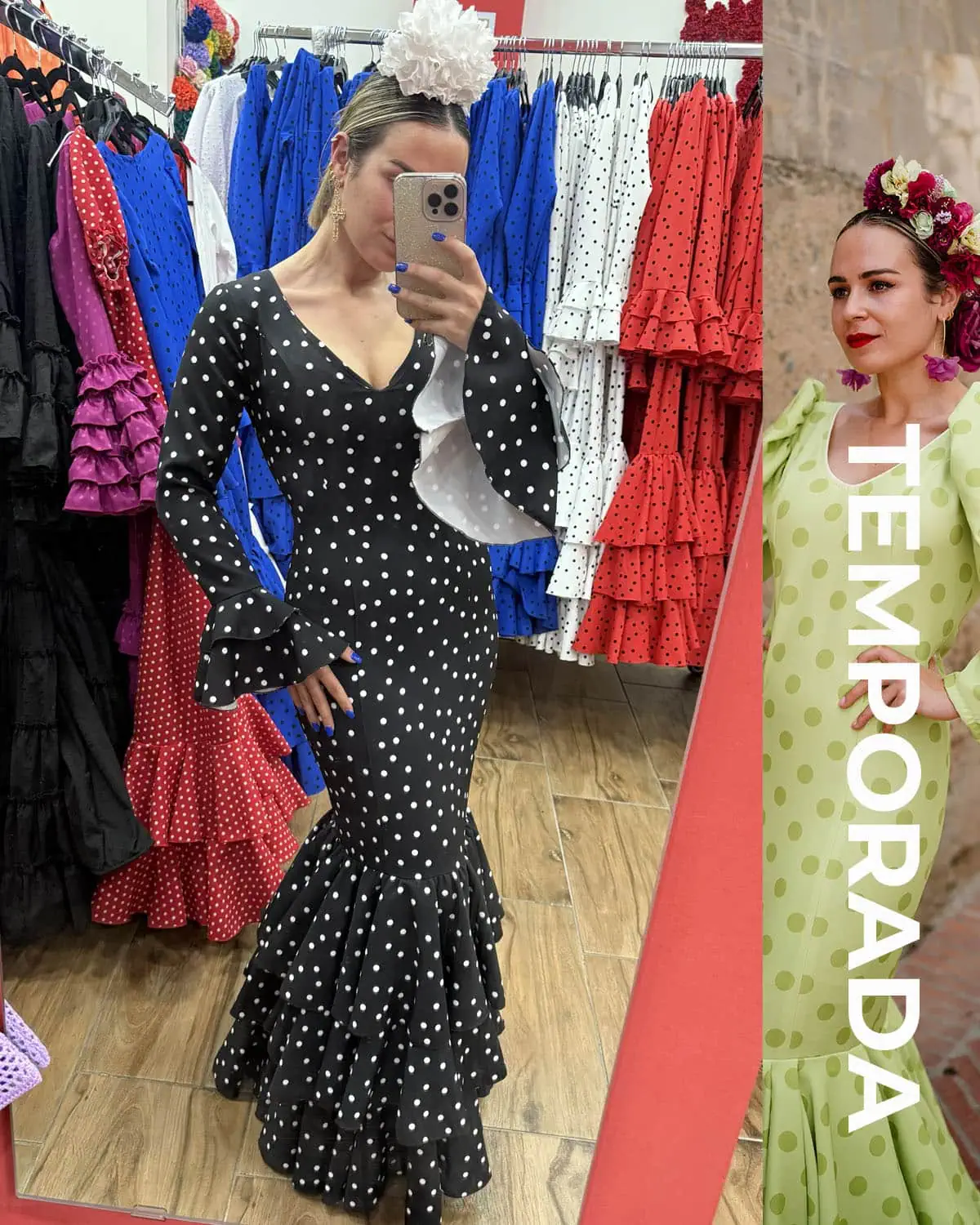 LBF Traje de flamenca Azahar lycra bioelastica. Talla 36 a 48 - Imagen 3