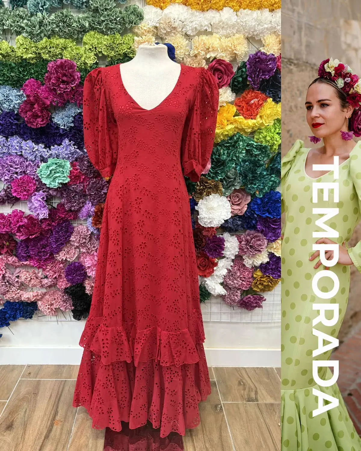 LBF Traje de flamenca Bata farol perforada. Talla 36 a 48 - Imagen 6