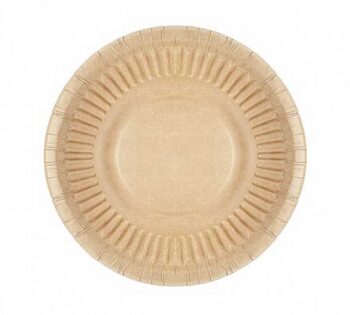 Plato Redondo Hondo de Cartón Kraft Bio - Laminado