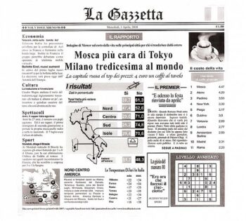 Papel Antigrasa de Aperitivo Periódico La Gazzetta