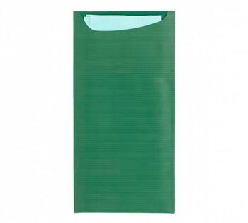 Bolsa para Cubiertos + Servilleta Verde Just in Time (400 uds)