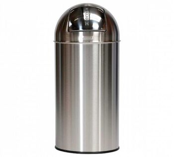 Probbax Papelera Redonda con Tapa a Presión Acero Inox