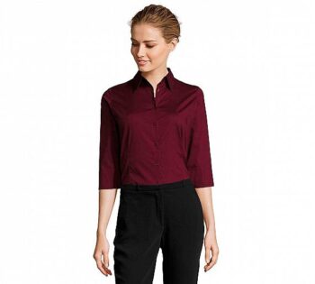 Sol´s Camisa Stretch Mujer Manga 3/4 Effect Burdeos Medio