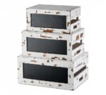 Tablecraft Set 3 Cajas Rústicas de Madera Blanca