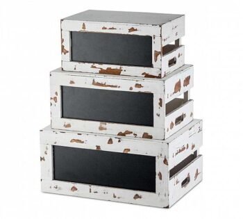 Tablecraft Set 3 Cajas Rústicas de Madera Blanca